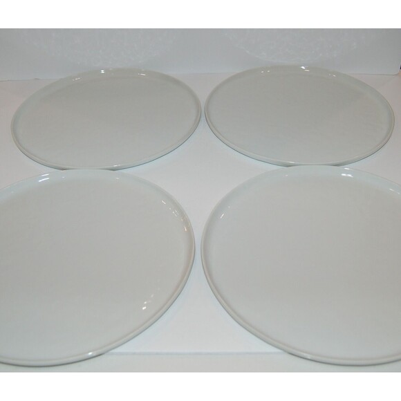 Lot of 4 Crate and Barrel Round Dinner Plates Mercer White Rippled Texture 11" - Picture 2 of 7